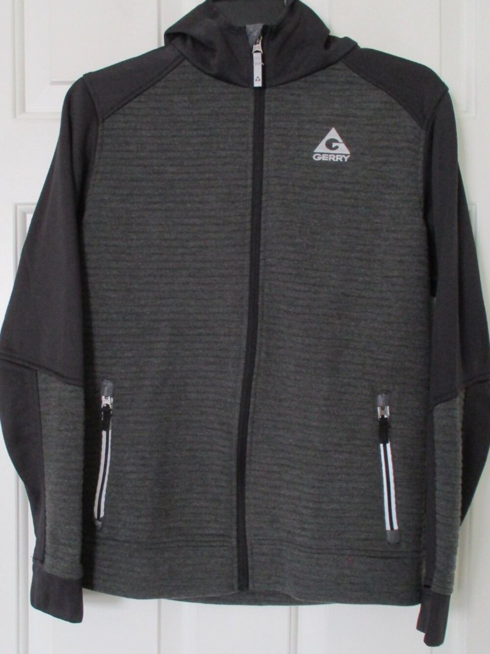 Gerry Youth L/S Black Gray Full Zip Hoodie (2) Pocket Sweatshirt NWOT-Size 14-16